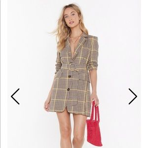 Plaid Belted Blazer Dress